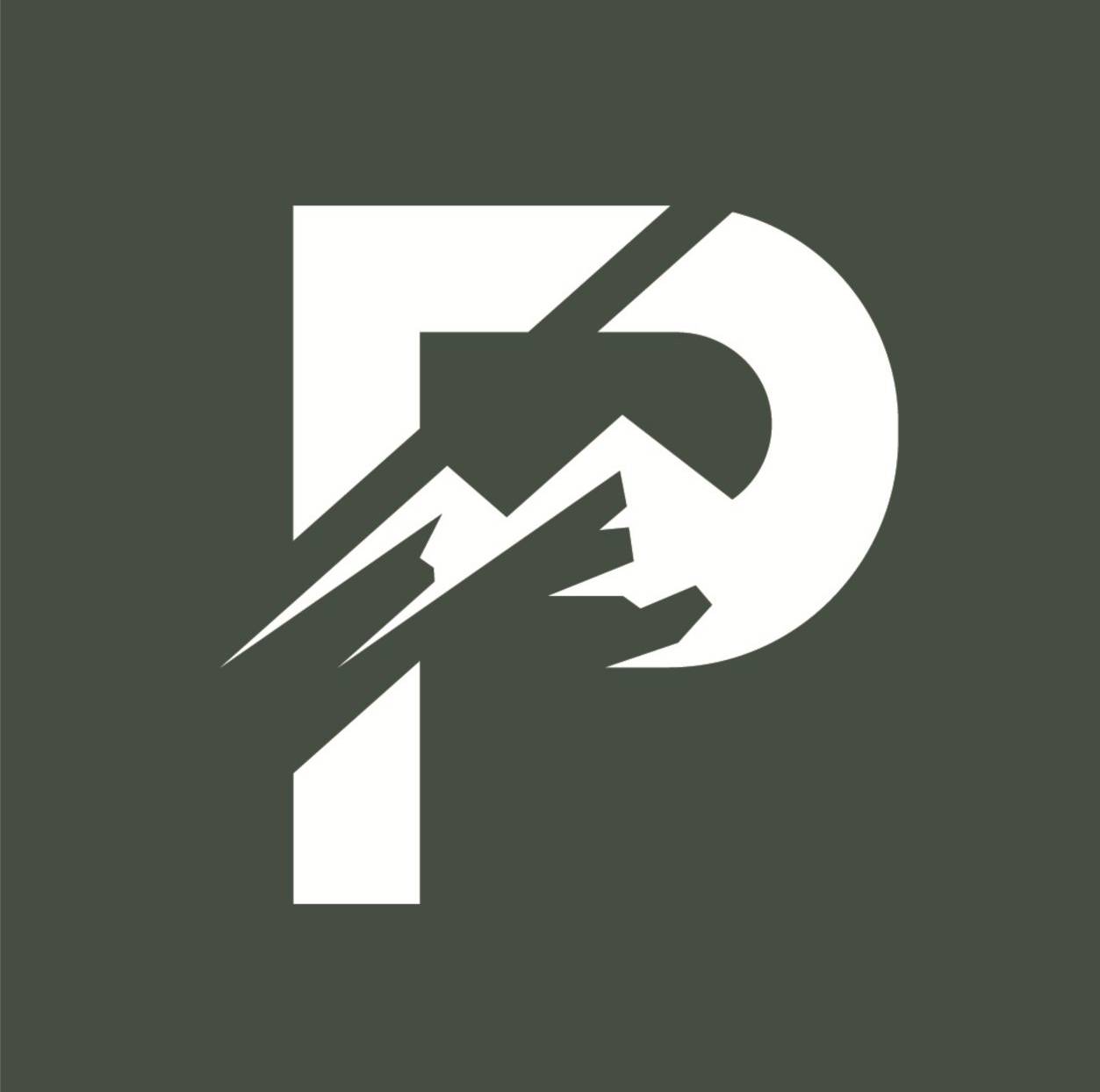 Stylized logo combining mountain peaks and letter P.
